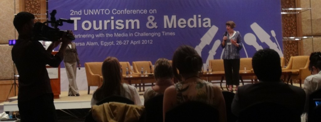 Erica Hargreave speaking to  a UNWTO Conference.