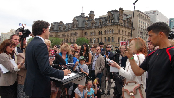 Media Scrum on Parliament Hill in Ottawa