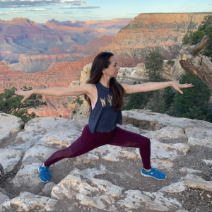 Lori practicing the art of yoga