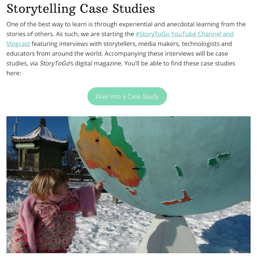 Visual of the StoryToGo Case Study home page.
