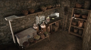 Food storage in the Medieval Village once at Parco Archeologico di Tremona-Castello, as depicted by Elia Marcacci.
