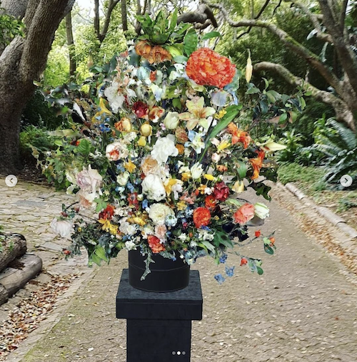 Ori Gersht's Forget Me Not AR art flower arrangement.